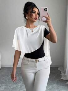 Chiquease Camiseta ajustada elegante de malla transparente para mujer, para el verano