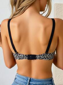SHEIN 1pc Women's Fashion Leopard Print Adjustable Strap Underwire Bra - Multicolor - View 7