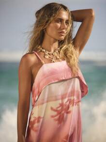 Aralina Women Maxi Dress With Foldover Front Panel. Floral Print Dress. Summer Vacation Dress. Beach Outfit. Summer Outfit. Summer Fashion. - Multicolor - View 6