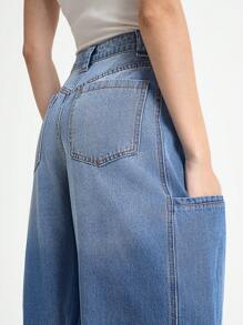 Daynim 女式褪色浅蓝色直筒牛仔裤 - 淺色水洗藍 - 查看 2