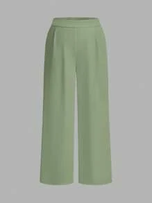 SHEIN Privé Plus Size High-Waisted Pleated Wide Leg Pants, Elegant Casual Commuter Versatile Luxury Retro College Style, Suitable For Office, Afternoon Tea, Dates, Concerts, Parties, Autumn/Winter