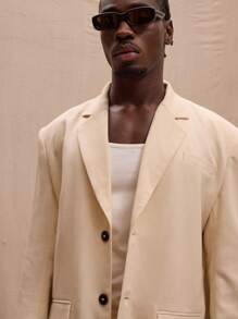 Musero Oversized Boxy Button Woven Blazer Spring, Summer, Streetstyle