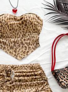 Soleia Conjunto de dos piezas estilo Ibiza para uso diario de mujer - Marrón - Ver 4