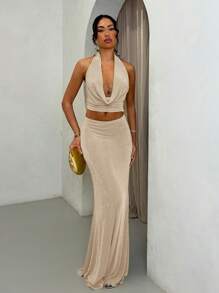 SHEIN BAE Women Two Pieces Outfits For Daily Wear - Apricot - View 5