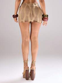 MUSERA Lined Distressed Textured Fitted Mini Skirt Festival Concert Rave Club Summer Sexy Backstage Party - Multicolor - View 4