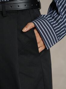 Briarwyn Women's Vintage Wide Leg Sickle Pants With Elastic Waist - Black - View 7