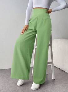 Firerie Pantaloni casual alla moda minimalista con vita alta, gamba larga e texture, adatti per il rientro a scuola e per gli spostamenti