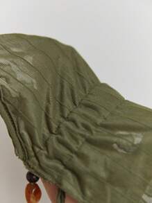 Elamini Camiseta de tirantes finos con textura y cuentas, informal para vacaciones - Verde militar - View 6