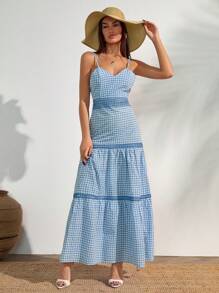 SHEIN Tall Robe longue à volants à col en V avec imprimé pour femme, style doux et estival. Rêves de style cottage et glamour côtier