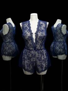 SHEIN Seduluxe Lencería body sin aros con encaje talla grande