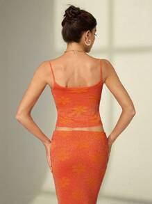 SHEIN Tall Women's Resort Floral Print Cropped Slim Fit Camisole