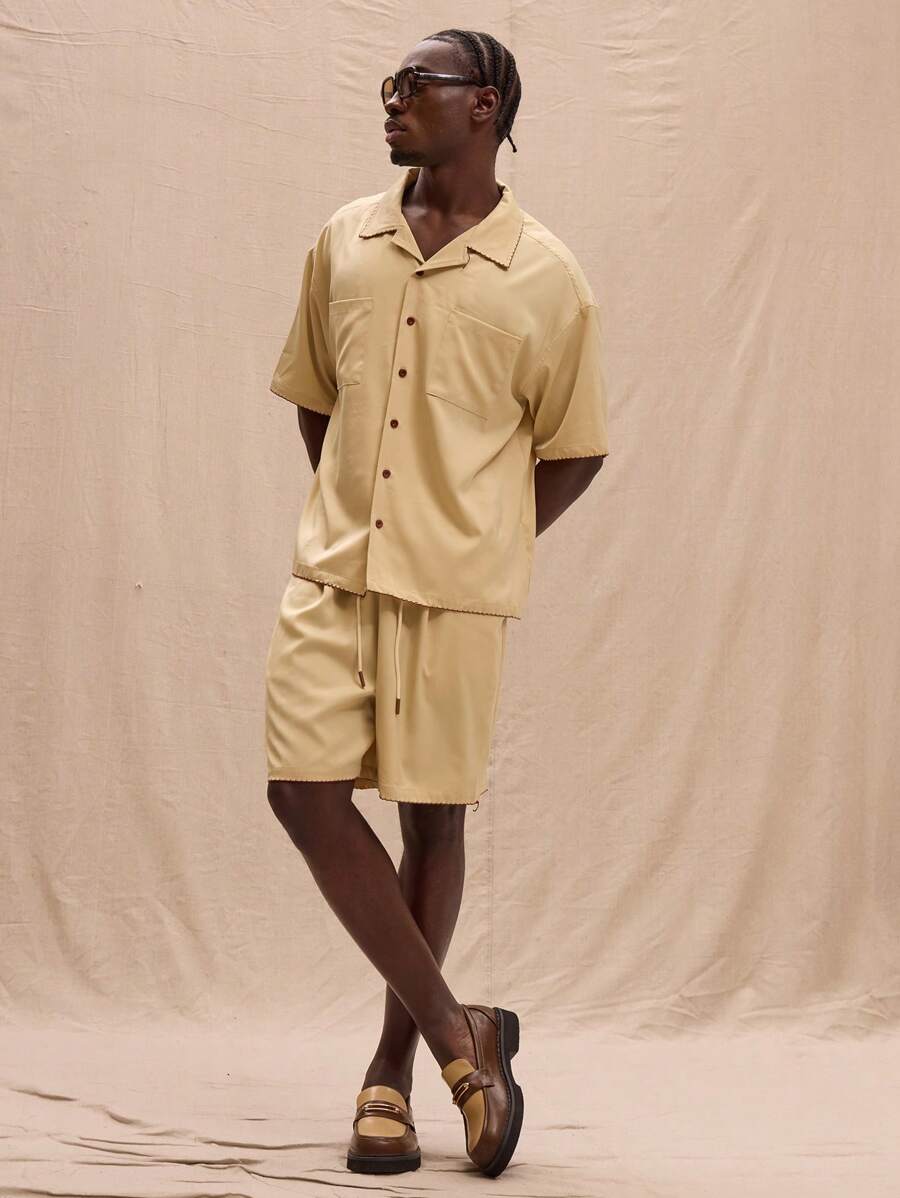 Musero Satin Drawstring Detail Shorts Spring, Summer, Holiday - Yellow - View 1