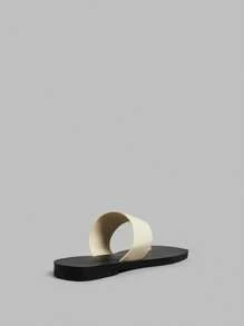 Ontre Casual Comfortable Square Toe Flat Sandals - Apricot - View 3