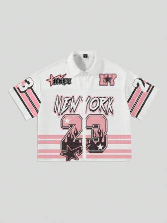 Camisa deportiva holgada de ajuste boxy para hombres, con parches de tela de malla y material brillante