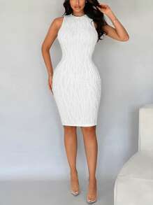 SHEIN SXY Vestido de tirantes de unicolor elegante y sexy con línea curva para mujer de talla grande, adecuado para uso diario, atuendo de crucero, fiesta de carnaval, vacaciones en la playa, cita nocturna, fiesta de soltera, Gyaru, Ibiza, Nashville, descanso, rave, modesto, elegante, club, lindo, casual, compras, ropa de calle, salir, fácil de combinar y se ve delgada, realza tu Body, favorece la figura, control del vientre