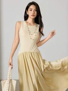 Heiryn Women Sleeveless Long Dress, Solid Color, Fashion Suitable For Summer Graduation Dress - Yellow - View 2
