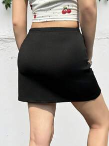 Short décontracté simple et confortable taille basse avec doublure, mini-jupe polyvalente pour adolescentes