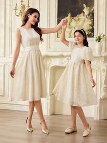 Vintamour Vestito elegante vintage in jacquard con fiocco, da donna, abito estivo per vacanza