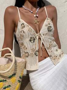 Serisse Nueva camiseta de tirantes con bordado de lentejuelas para mujer, para el verano