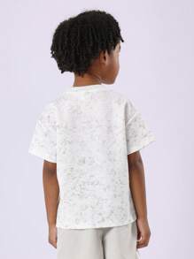 SUMWON Brooklyn New York Streetwear T-Shirt Youth Boys Marble Pattern Oversized Fit Summer Casual Athletic Urban Skater Style Short Sleeve Top - Beige - View 2