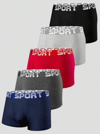 5 st/set Lättviktssport för män Casual andas och bekväma boxershorts