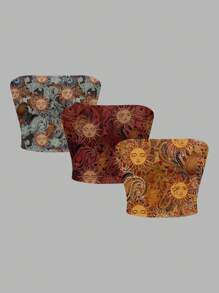 SHEIN EZwear Damski top z nadrukiem boga słońca, odpowiedni na lato i wakacje na plaży - Wielokolorowe - Zobacz 1