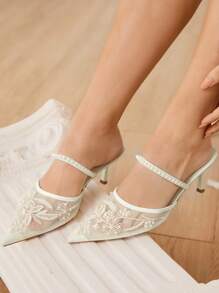 CUCCOO HITCHD Women's Mid Heel Pointed Toe Party Pumps For Christmas - White - View 11