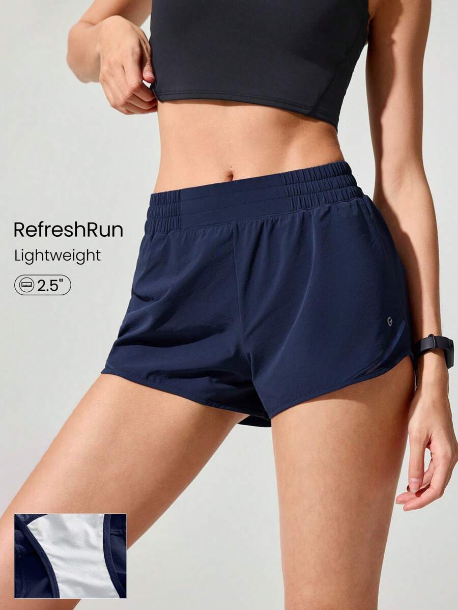GLOWMODE 2.5" RefreshRun Shorts VitalSwift Ultralight Sweat-Wicking Mid-Rise Waist Adjustable Drawstring Waist Reflective Running Shorts With Built-In Anti-Odor Underwear Back Zip Pocket High Impact Workout Running Training Spring Summer - Blue - View 1