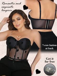 SHEIN Áo ba lỗ màu đen cỡ lớn có dây đeo có thể tháo rời và gọng quần lót, 1 chiếc - màu đen - Xem 5