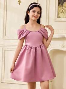 Tween Girl Elegant Satin Slip Dress, Summer Pink, Mommy And Me Matching Outfits (2 Pieces Sold Separately) - Pink - View 7