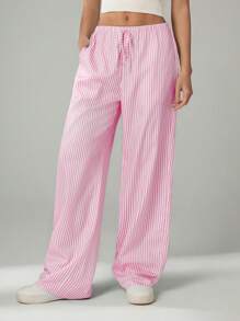 SHEIN Tall Pantaloni a righe da donna, di moda per l'estate - Rosa - Visualizzare 3