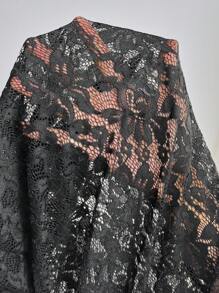 SHEIN PETITE CURVE Pantaloni dritti con vita elastica e stampa floreale in pizzo, taglie comode per donne