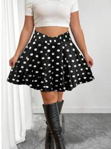 Celure Plus Size Summer Casual Polka Dot Printed Mini Skirt Shorts