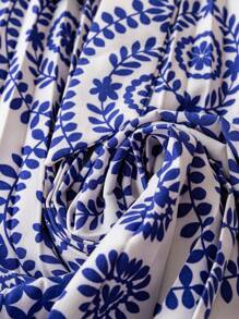 Franclia 花卉印花立领褶饰腰部度假连衣裙 - 彩色 - 查看 3