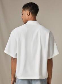 AXEPEAK 男士 3D 花卉装饰单排扣休闲短袖白衬衫