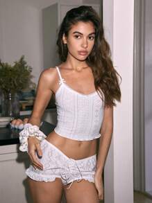 Lowkey Lull Débardeur de nuit minimaliste en dentelle confortable et texturé pour femmes