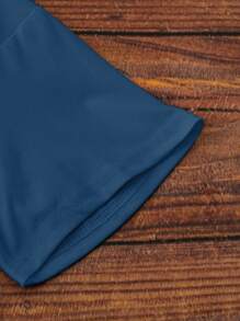 Camiseta casual de mujer con cuello en V y gráfico de libélula colorida - Azul - Ver 4