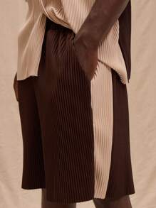 Musero Plisse Contrast Elasticated Waist Shorts Spring, Summer, Holiday - Multicolor - View 5