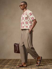 AKNOTIC Pantalones holgados informales de tipo harem para hombre con cintura elástica, silueta de pierna entapizada, apropiado para verano, vacaciones, uso diario, fiestas, conjuntos en pareja, regalos para el Día del Padre
