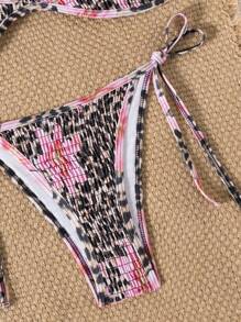 Swim SXY 2 Stücke Damen Leopard Muster Schnür-Rückenfreier Bikini Badeanzug - Pink - Übersicht 8