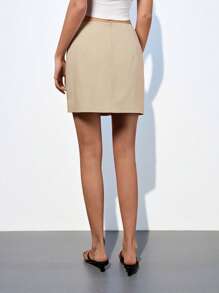 Maija Nuevo atuendo de invitada a la boda de verano 2025, look elegante y moderno para brunch, aeropuerto, estilo bohemio de vacaciones, playa/festival de música, falda mini casual con diseño de dobladillo con cuentas para mujer para Pascua/Graduación - Caqui - Ver 5