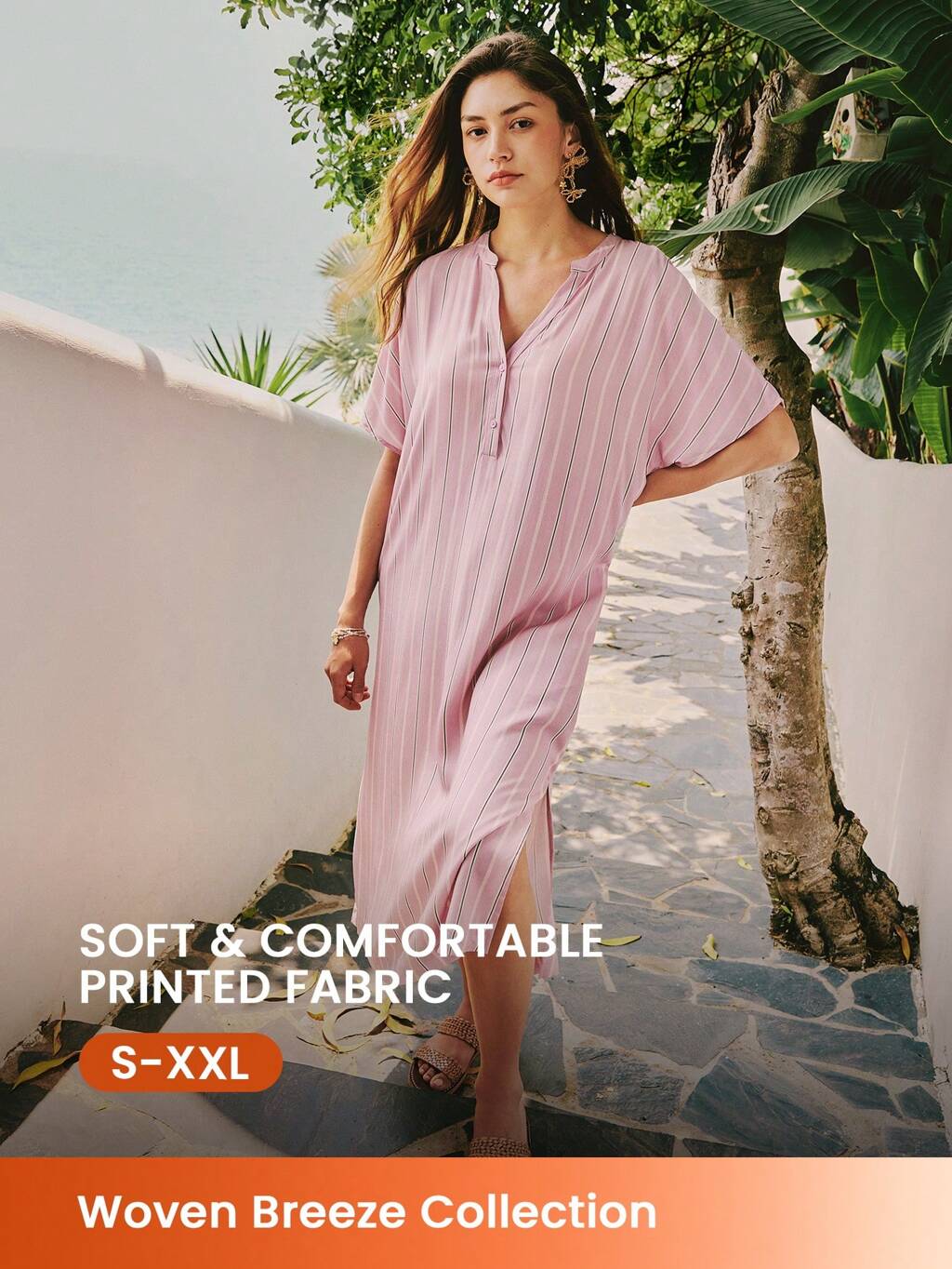 Soft Rayon Short-Sleeve Button-Up Nightdress Women Pijamas Slip Dress