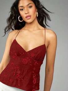 MISSGUIDED Áo buộc cổ hở lưng đính hạt sequin và hạt cườm cho kỳ nghỉ hè tại Ibiza Mykonos, kỳ nghỉ Giáng sinh ở Châu Âu - Đỏ - Xem 4