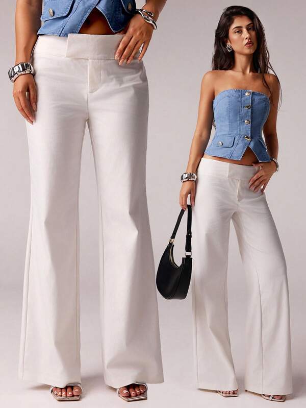 Avantive Low Rise Business Casual Women Women Dress Pants Casual Women Outfits Summer Women Pants Y2k White Pants Work Pants