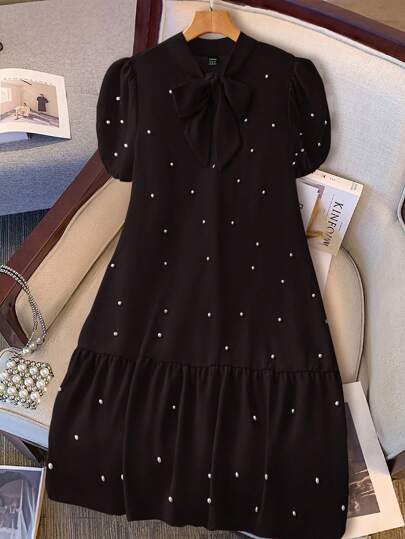 SHEIN Clasi Women's Woven Bubble Bead Casual Summer Dress