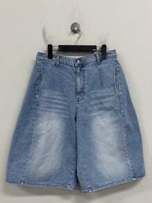 DAZY Shorts de mezclilla azul sólido para hombre de verano
