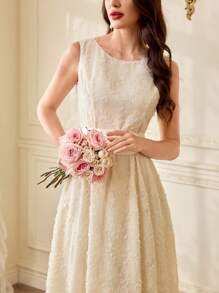 Vintamour Vestito elegante vintage in jacquard con fiocco, da donna, abito estivo per vacanza