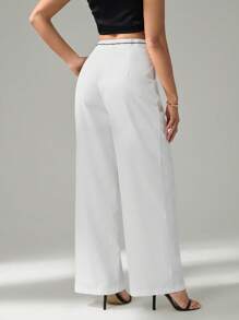 SHEIN Tall Kontrast Farbige Tasche Lässig Anzughose mit weitem Bein