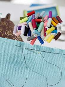 1set Ten Colors Polyester Sewing Thread Kit - Different Colors,Pre-Wound Bobbins For Hand Embroidery Quilting Durable Craft Threads With Storage Box DIY Sewing Supplies For Beginners Professionals Suitable For Home Sewing Machines - Multicolor - View 6