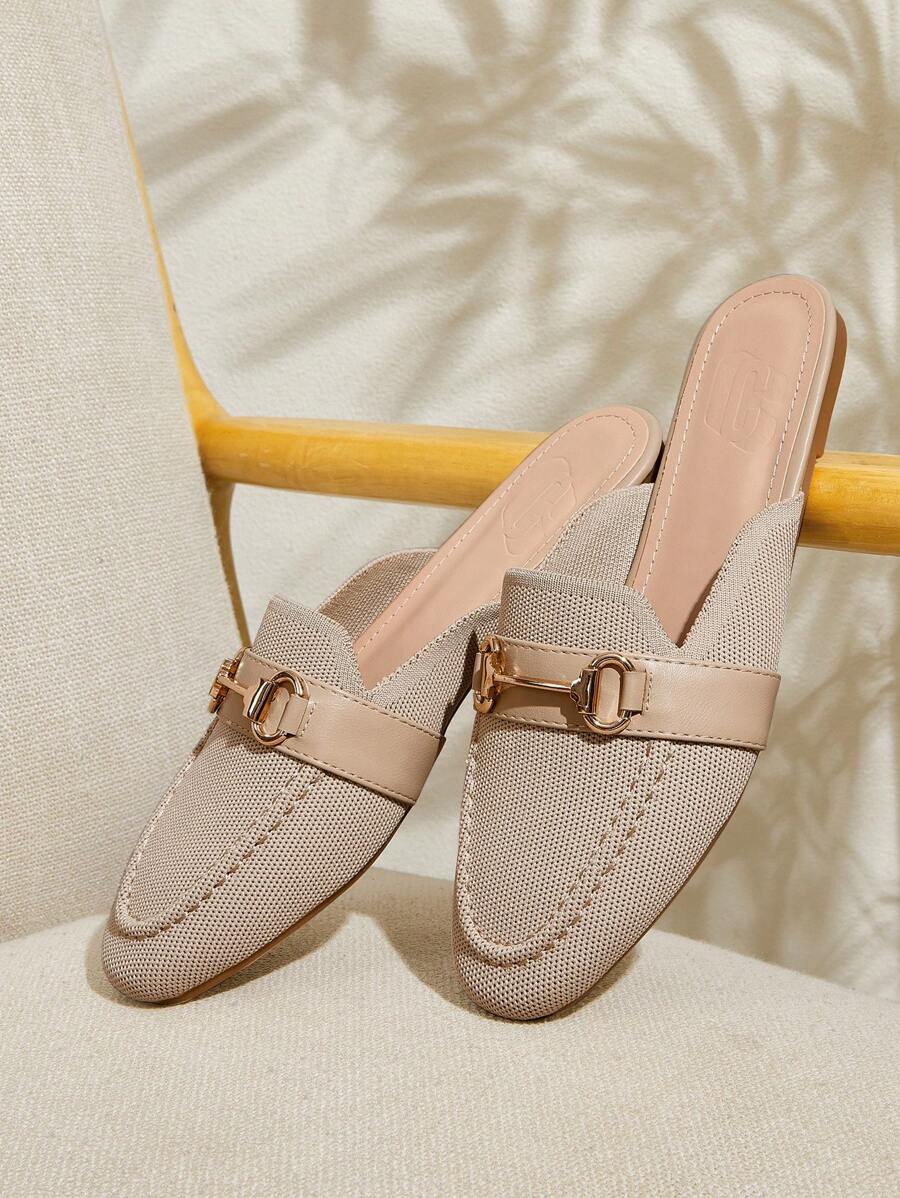 CUCCOO BASICS Casual Versatile Minimalist Slip-On Flat Mule Shoes For Christmas - Apricot - View 1